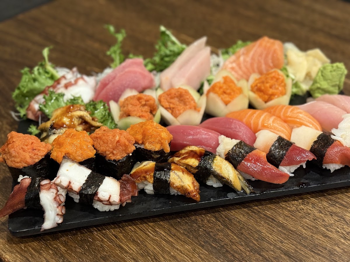 Assorted sashimi and nigiri
